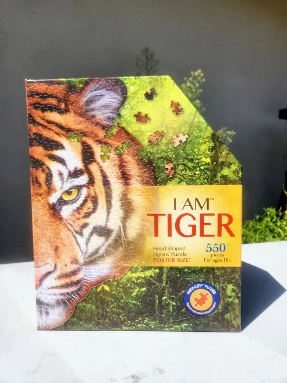 I am Tiger 550 Piece Head Shaped Jigsaw Puzzle Madd Capp Finished size: 28
